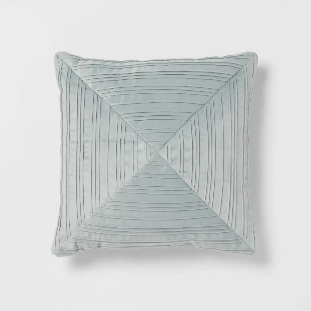 Threshold Luxe Velvet Pleated Decorative Pillow - 18" Square Fit, 3.5" Thick Pad, Light Teal, Home Interiors, Indoor Decor, Luxury Vibe