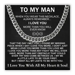 To My Man Cuban Chain Necklace, Husband Necklace from Wife, Necklace for Boyfriend, Mens Cuban Chain Necklace for Fiance, Men Necklaces for Him, Gifts for Men, Birthday Gifts for Boyfriend Husband