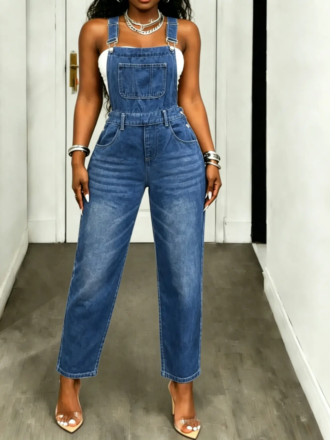 Women's Loose Fit Harlan Denim Overalls, Jean Overalls, Denim Overall Pants, Comfortable Non-Restrictive, Durable Street Style, All-Season Fashion Choice, Womenswear