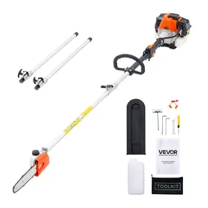 VEVOR Gas Pole Saw, 33CC 2 Stroke Gas Powered Pole Saws with 8 in Cutting Bar, Cordless Tree Trimmer with 30 fl.oz Fuel Tank, 6.7 to 11.6 ft Extendable, Powerful Chainsaw for Tree Trimming Pruning