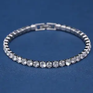 Classic Minimalist Style Circular Synthetic Zircon Tennis Bracelet, Suitable for Both Men and Women, Daily, Party, Birthday Gift Jewelry