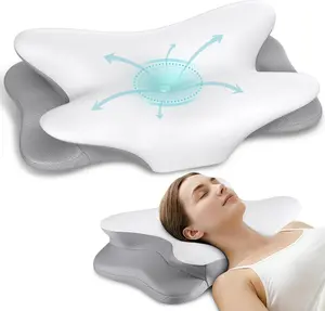 Cervical Neck Pillow for Pain Relief - Ergonomic Side Sleeper Pillow, Contour Memory Foam Pillow for Bed, Cooling Orthopedic Pillow for Back & Stomach Sleepers (White)