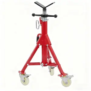 [FLASH SALE] Garvee Adjustable V-Head Pipe Jack Stand with Casters, 28-52 Inch Height, 2500 lb Capacity, Heavy Duty Carbon Steel, Foldable & Portable, Corrosion-Resistant, Suitable for Various Applications