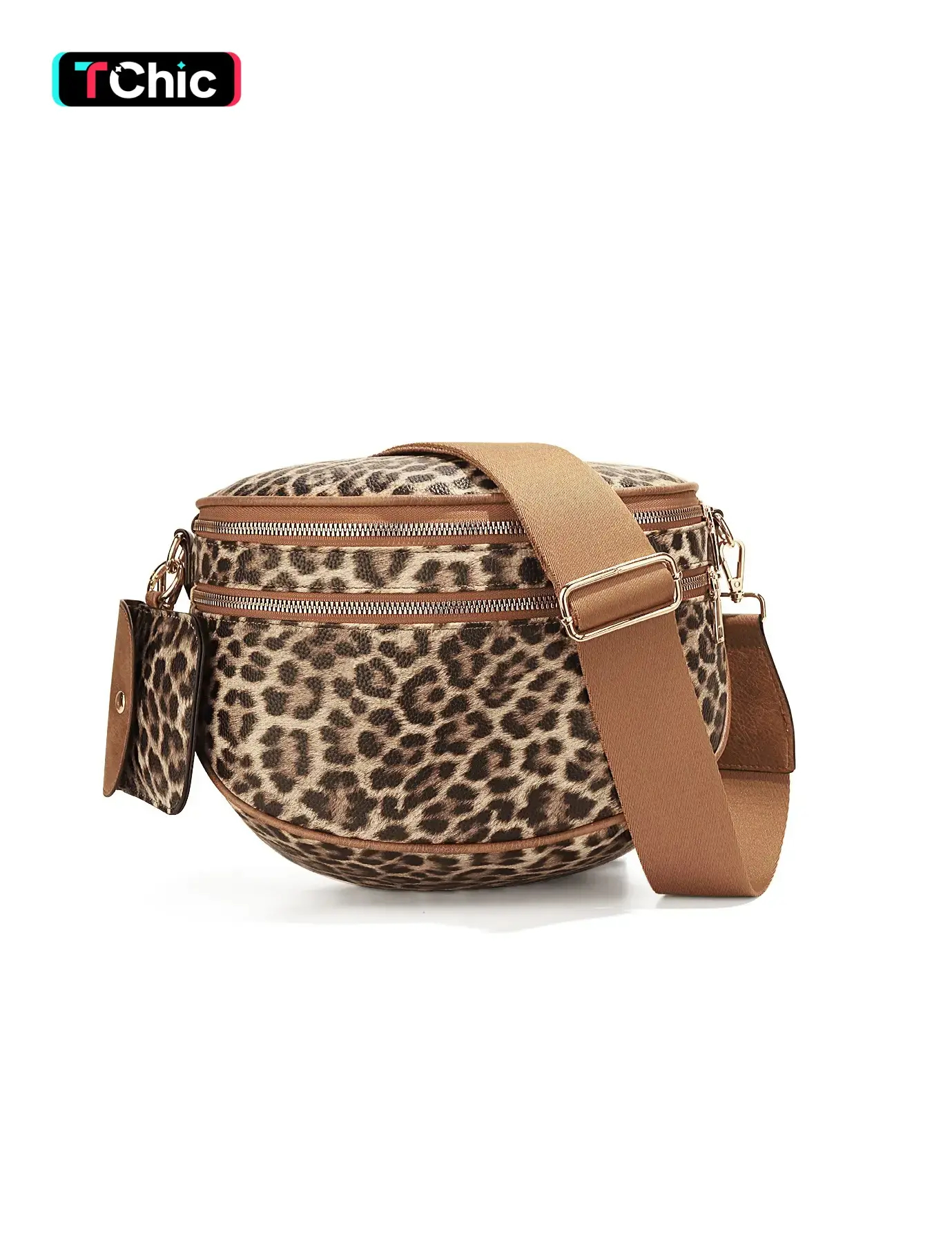 Leopard Print Crossbody Bag, Fashionable Unique Bags, Casual Versatile Zipper Shoulder Bag with Adjustable Strap and Coin Purse, Ladies' Saddle Bag, Adjustable Crossbody Purses