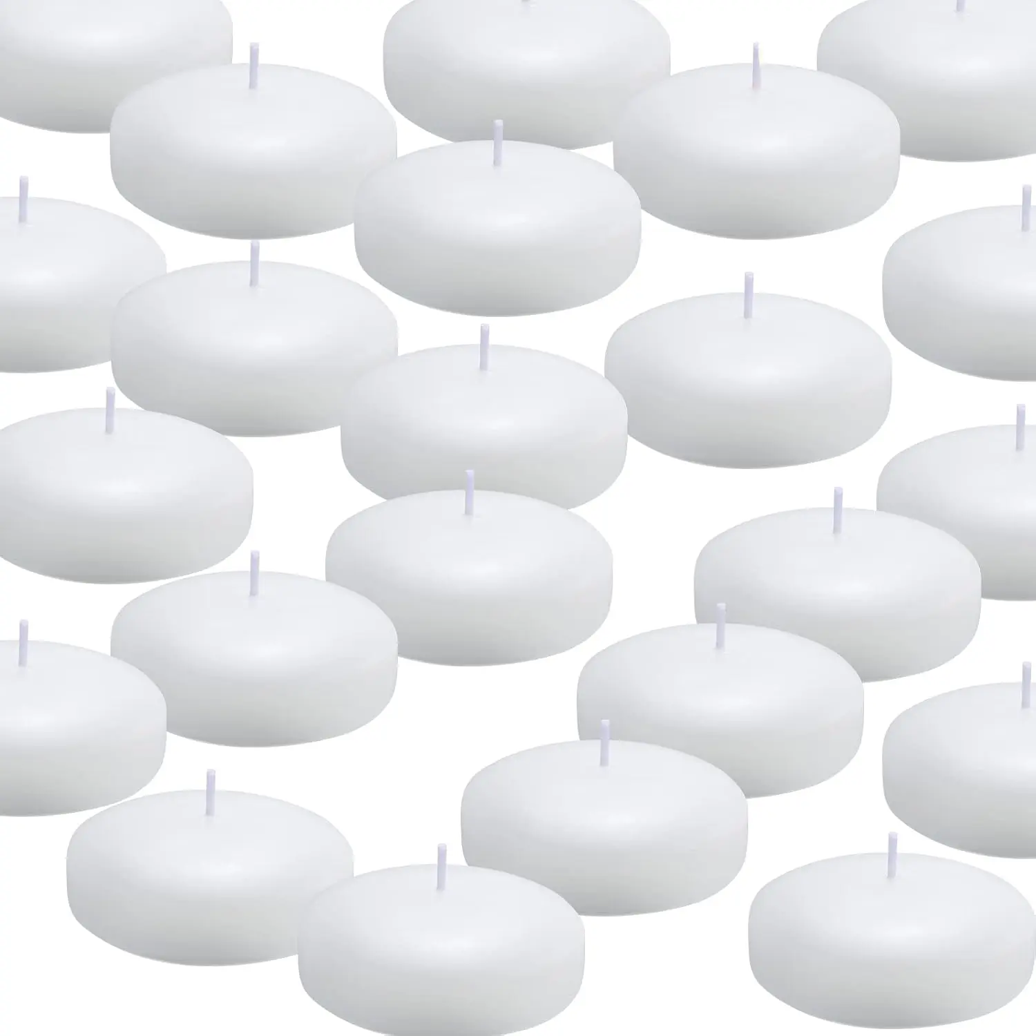 3" x 1.25" Dripless Floating Wax Candles (36 Pcs) - 8-10 Hours Burn Time, Home Supplies for Bedroom Bowl Water Displays, Weddings, Florists Decor