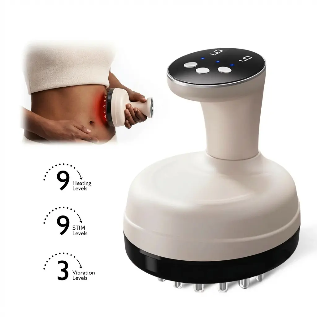VUFVOID 3 in 1 Electric Handheld Massager with Heat and Vibration, Drainage & Anti Swelling GuaSha Tool For Belly Legs Full Body, Gift for Mom