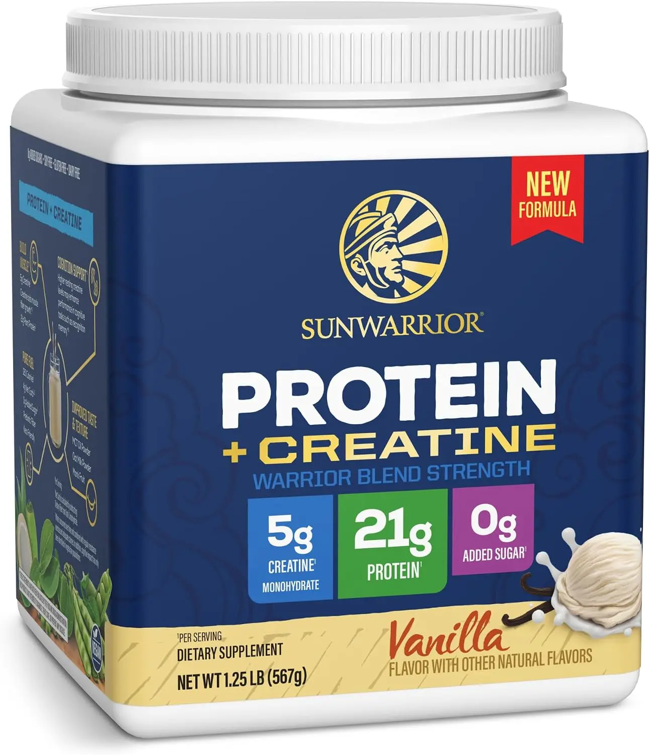 Warrior Blend Protein Powder with 5g Micronized Creatine Monohydrate | For Strength, Cognition, and Muscle-Building | Chocolate Flavor | 14 serve
