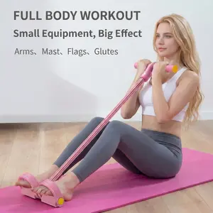 4 Tube 6 Tube Pedal Resistance Bands for Total Body Workout Adjustable Stretch Bands for Arm Leg Core and Ab Training Exercise Fitness Equipment for Men and Women