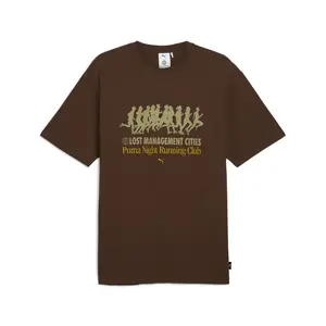 PUMA Mens X Lost Management Cities Graphic Crew Neck Short Sleeve Casual Tops Casual - Brown