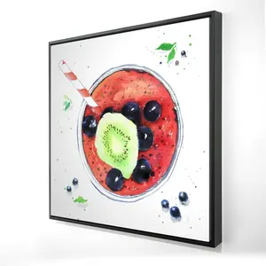Begin Home Decor 2081-2424-GA108 24 x 24 in. Berry Smoothies Canvas - Blue Framed Kitchen Wall Art Decor