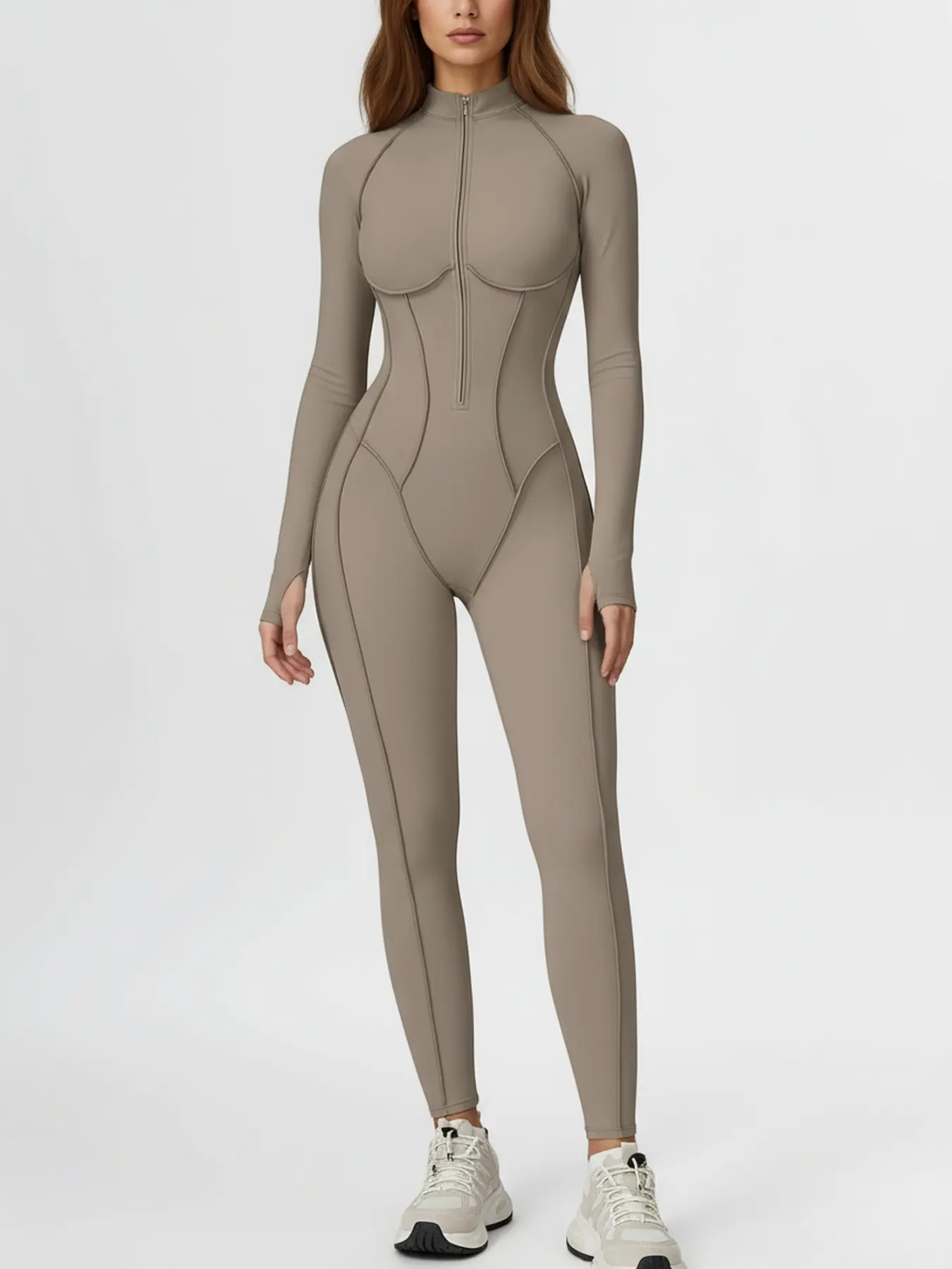 Women's new autumn/winter onesie, half-zip, one-piece fitness wear, Workout Apparel, high-intensity sports yoga wear, suitable for sports and everyday wear, Sporty Jumpsuit, Workout Jumpsuits