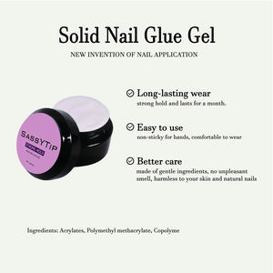 Solid sticker adhesive gel,  Long-Lasting, Easy Application, No Residue, Gentle on Nails, 10g/0.35oz &30g/1.05oz