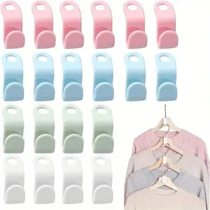 Colorful Clothes Hanger Connector Hook, 20pcs/set Space Saving Clothes Hanger Hook, Home Organizer for Bedroom Wardrobe Closet