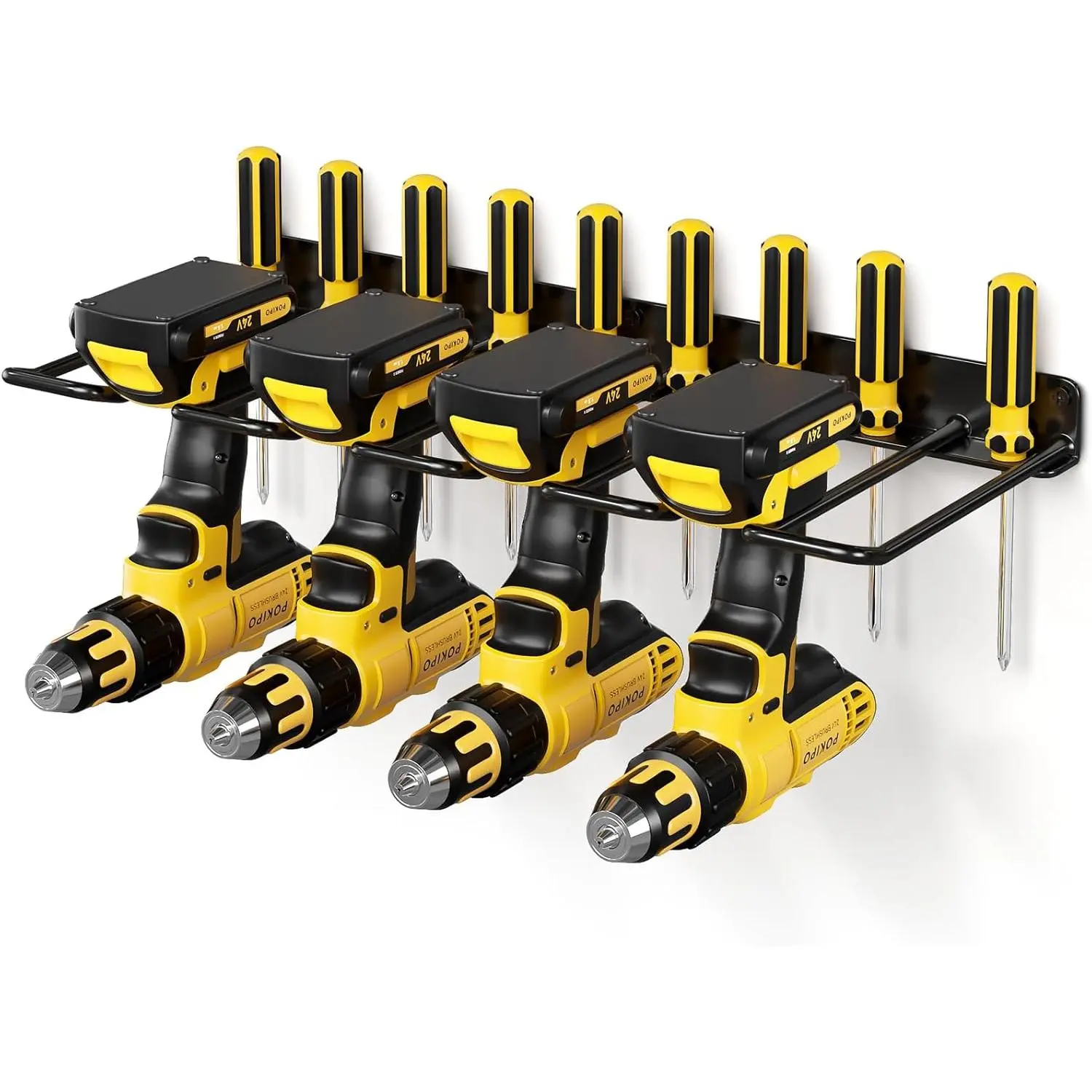 Power Tool Organizer, 4 Drill Holder Wall Mount, Heavy Duty Garage Tool Organizer and Storage, Suitable Tool Rack for Tool Room, Workshop, Garage