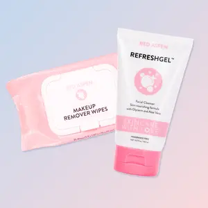 Red Aspen Cleanse Duo ✨ Hydrating Double Cleanse Bundle | Micellar Makeup Remover Wipes + Glycerin & Aloe RefreshGel Facial Cleanser