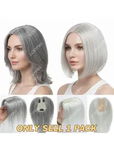 Genuine Human Hair Clip-In Hairline Topper, Real Hair Topper, Hair Replacement, for Women with Hair Thinning, Gray Hair, Natural Hairpiece with Breathable Lace Base, Lightweight & Seamless Volume Booster, Easy to Wear Hair Extensions