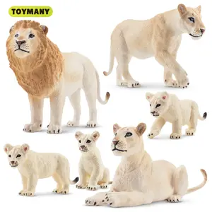 TOYMANY 6PCS Realistic White Lion Figurine Set - 2-5" Jungle Animal Figures with Lion Cubs, Educational Toy, Cake Toppers, Christmas/Birthday Present for Kids,summervibes