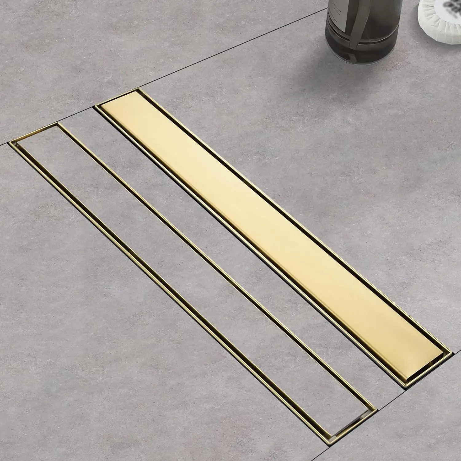 Linear Shower Drain ,with Tile Insert Panels ,24 Inch Brushed  304 Stainless Steel Rectangle Shower Floor Drain,with Hair Catcher, Adjustable