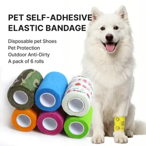6 Rolls of Disposable dog shoes, super strong adhesive, Waterproof and stain-resistant，highly elastic and comfortable, convenient and hygienic, pet protection, universal design, suitable for both indoor and outdoor use，Suitable for dogs over 20 lbs