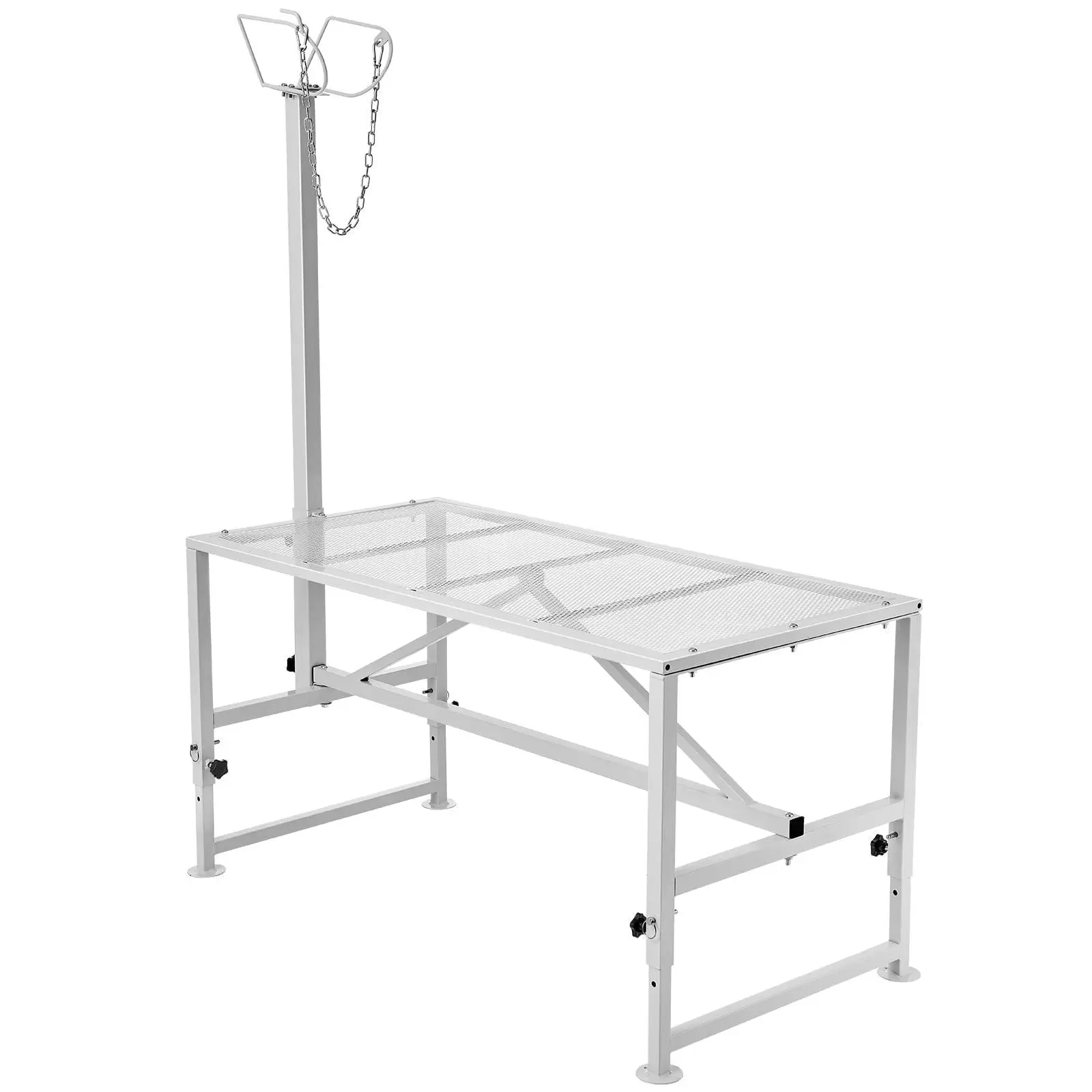 Goat Milking Stand, 47x23 Inch Metal Livestock Trimming Platform, Adjustable Sheep Shearing Table with Headpiece and Nose Loop, 500lb Capacity Heavy Duty Farm Equipment
