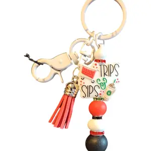 Custom Beaded Keychain - Trips & Sips Target and Starbucks Addict