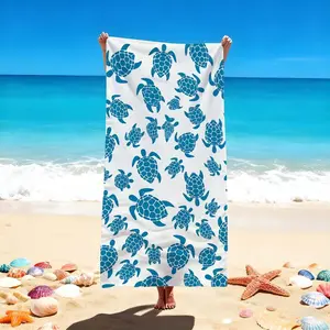 1 PC Beach Towels with Blue Turtle Print – Ideal for Beach, Pool, and Swimming Activities Quick-drying, water-absorbent, lightweight, anti-sand-sticking, can be used as a travel towel, suitable for swimming pools, spas, leisure, fitness, hammocks, camping