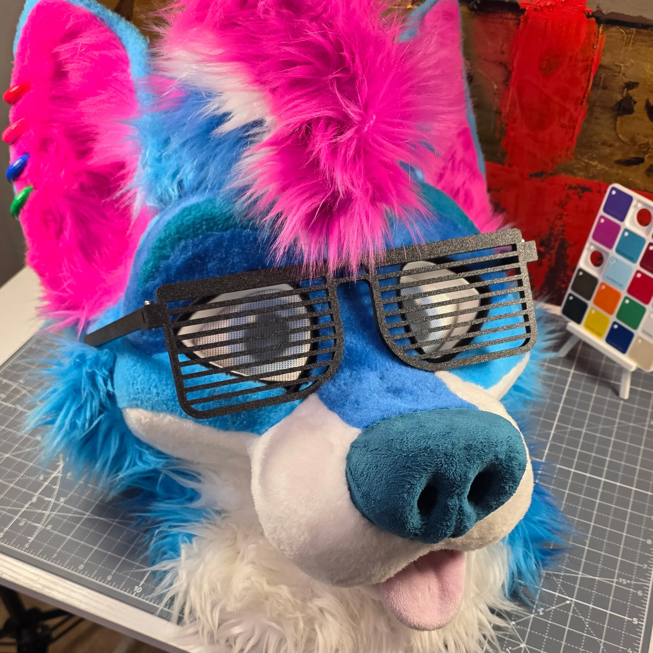 Giant Fursuit Glasses - Square Loveheart Dogbone Star Retro Circle Frames with Adjustable Secure Cord for Universal Fit and Durability - Custom Colours