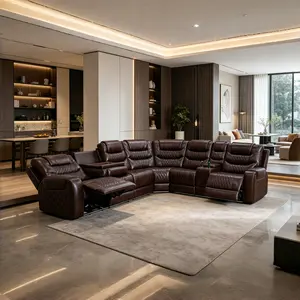 Breathing Leather Power Recliner Sofa Set, Living Room Sectional with 170° Flat Recline & USB Charging, LED Ambient Light, Storage Console with Cup Holders, High-Density Foam & Spring Support, Home Theater family Couch