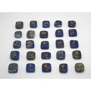 Auras by Osiris - Rune Gemstones Set with Engraved Elder Futhark Alphabet Divination, Crystal Healing Chakra (07: Lapis Lazuli Rune Sets)