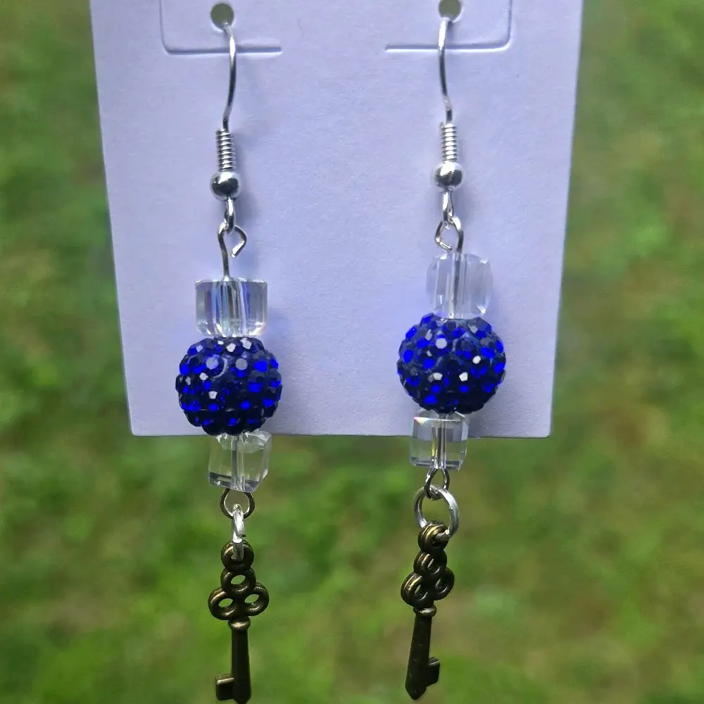 Dream Key Dangles – Handcrafted Key Earrings with Australian Sugar Cube Beads