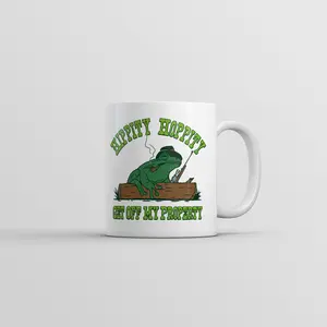 Hippity Hoppity Get Off My Property Mug Funny Sarcastic Frog Coffee Cup - 11oz Funny Coffee Mugs Ceramic Printed Drinkware Cup