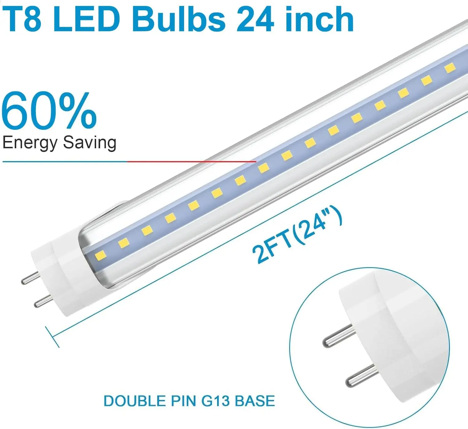 Romwish 2FT LED Tube Light T8 T10 T12 Type B LED Light Bulb 10W=24W 5000K Daylight 1120LM 24 Inch F20T12 F17T8 Fluorescent Bulb Replacement Remove Ballast Dual-Ended Power Clear Cover 4Pack/12 Pack Under Cabinet Utility Workbench Lighting