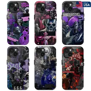 New Design Papa V Perpetua Ghost Band Phone Case, Skeletour World Tour 2025 Gift For Fan Phone Accessories  For iPhone 16 15 14 13 12 11 Pro Max Plus Shockproof Transparent Cover, Gift for Her and him