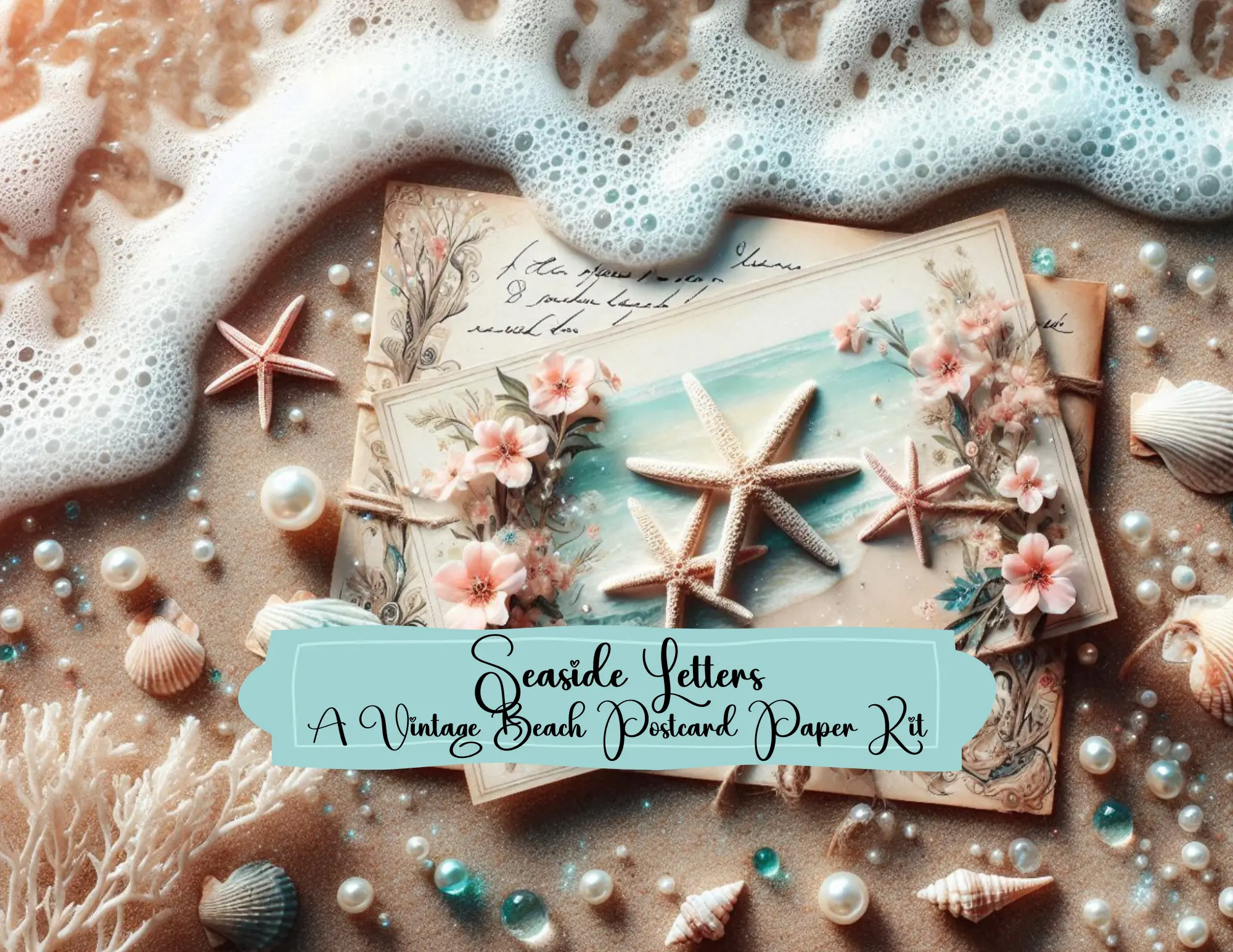Seaside Letters: A Vintage Beach Postcard Paper Kit