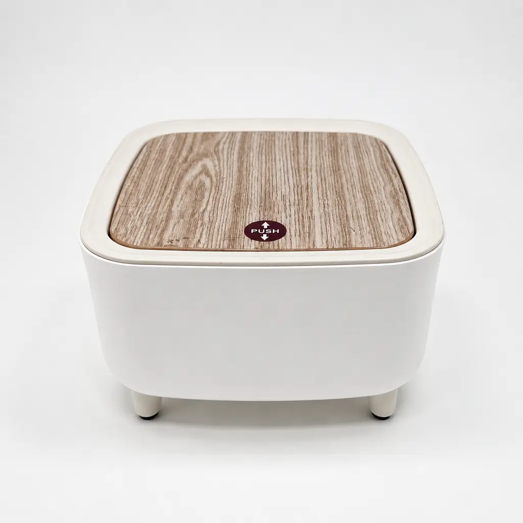 Budget 4-Leg Square Smell-Proof Motion Sensor Lidded Pukomc Home Care Bin for Dorms, Rental Bedrooms & Indoor Waste Recycling