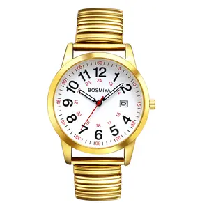 OIDEA Unisex Elastic Strap Analog Quartz Watch - Stainless Steel Wristwatch with 24-Hour Display, Bold Numerals, Large Dial, Date Window, Easy-Read Face, Calendar for Nurses