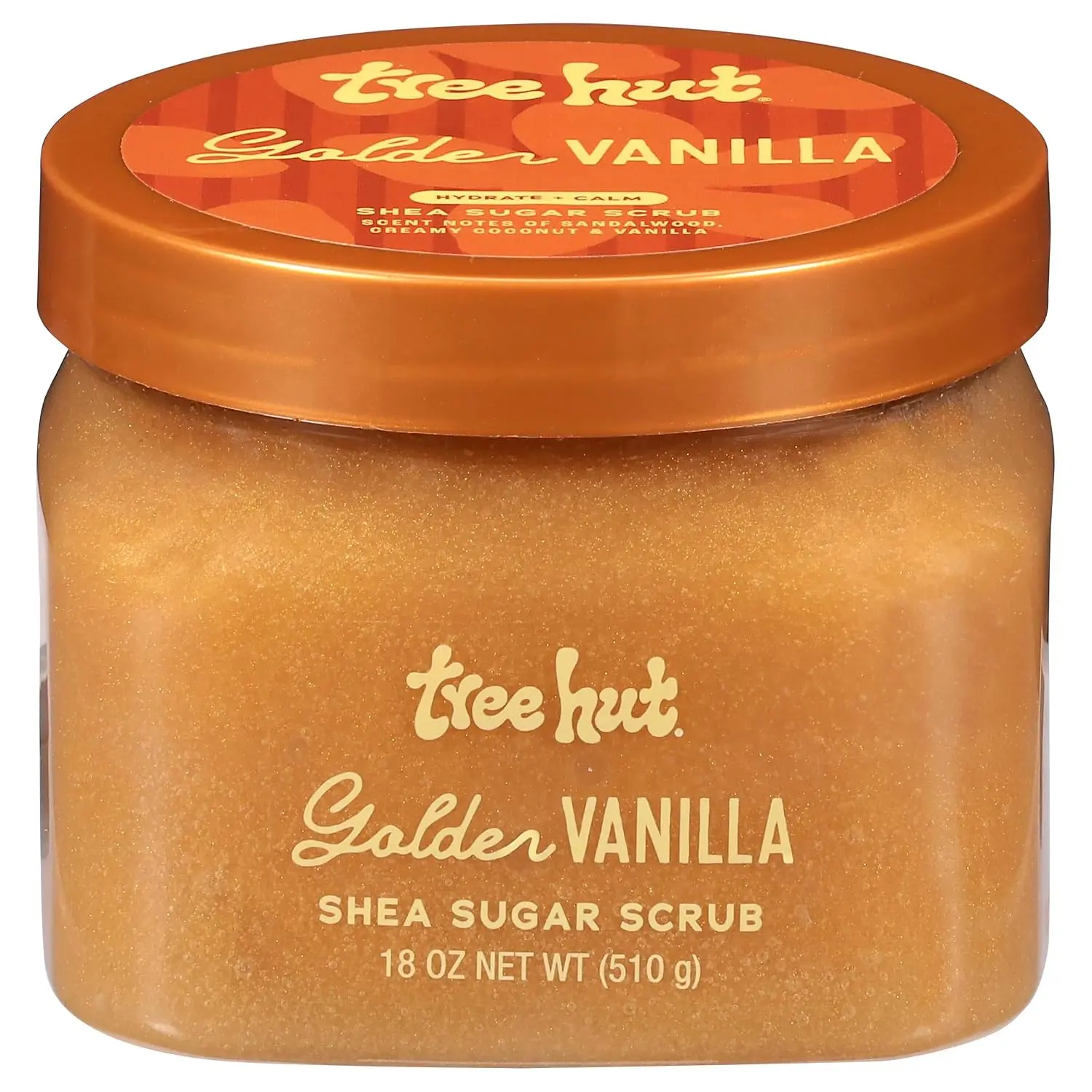 Tree Hut Golden Vanilla Cleansing Sugar Body Scrub, 18 Oz Vegan Exfoliator with Shea Butter & Essential Oils, Nourishing for All Skin Types, Self-Care Gift for Women