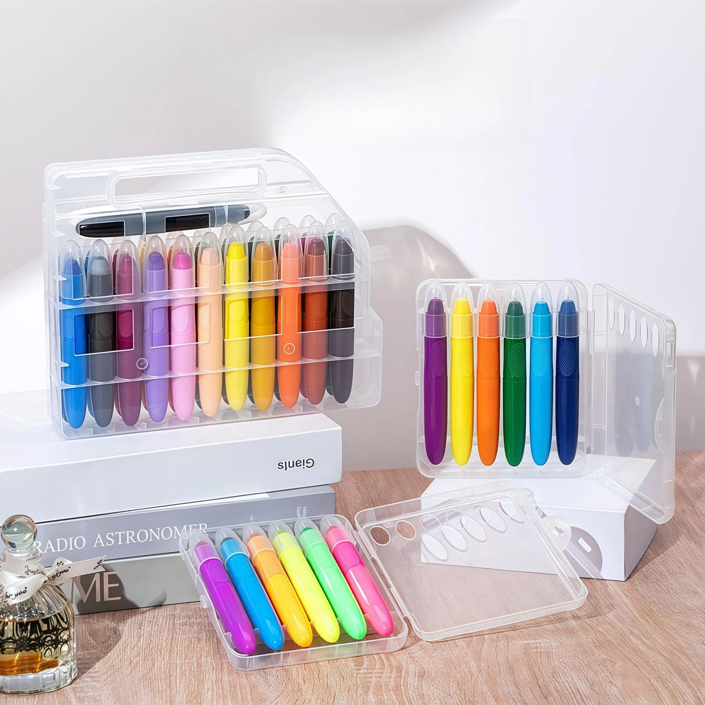 24 Colors Rotating Crayon Set, Washable Colorful Crayon, Art Supplies ...