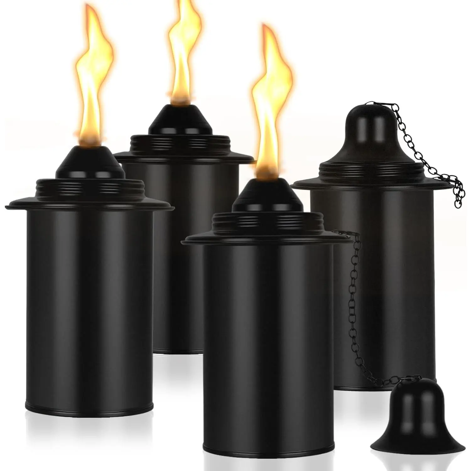 12oz 4pcs Refillable Citronella Torch Replacement Canisters, Tabletop Fuel Cans for Outdoor Patio Garden Decor