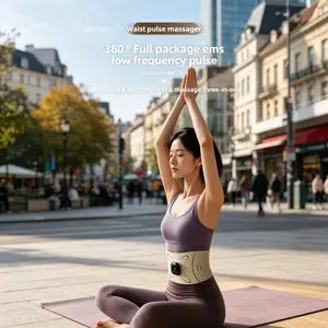 EMS Microcurrent Abdominal Massage Belt, Heating Waist Toner, Wearable Body Shaping Belt for Home Workout & Relaxation Cordless Pad with Vibration