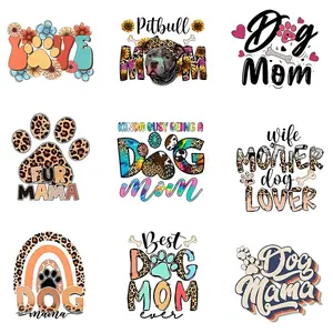 Cute Dog Paw Pattern Iron on Patch, 9 Counts/set Colorful Letter Pattern Heat Transfer Sticker, DIY Clothing Decoration for T-shirt, Jacket, Hat, Bag, Handcraft