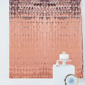Shiny Rose Gold Metallic Foil Rectangle Curtain Party Backdrop Door Window Curtain 3ftx6.5ft
