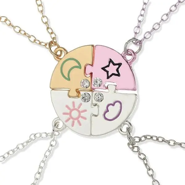 Veliora Gift B Friendship Necklace BFF Necklace for 2/3/4 Best Friend Love Heart Pendant Birthday Friendship Gifts for Friends Bestie