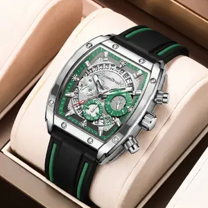 The men's stylish sporty quartz watch with a barrel-shaped case is water-resistant, equipped with a calendar display and night light function. It is suitable for various occasions and is an excellent gift choice, especially for a husband.