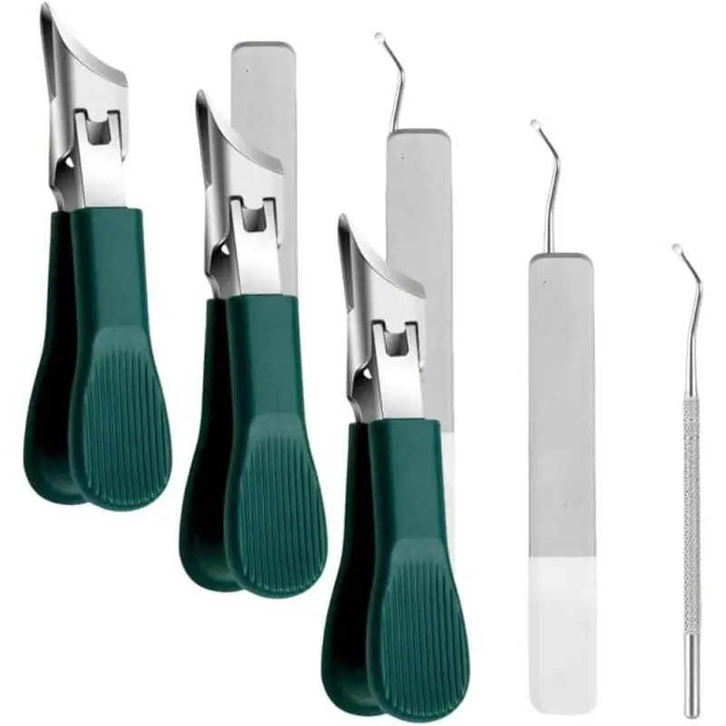 Three Sets of Eagle Beak Beveled Nail Clippers - Wide Jaw Opening Anti-Splash Slanted Nail Clipper, 25 Degree Oblique Nail Clipper, Ingrown Toenail Clippers for Thick Nails for Seniors