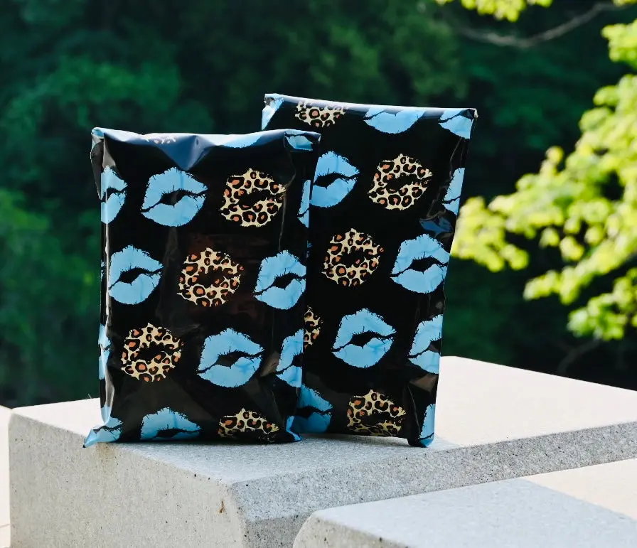 Leopard turquoise lips 6x9 premium poly mailers Leopard turquoise lips 6x9 premium poly mailers