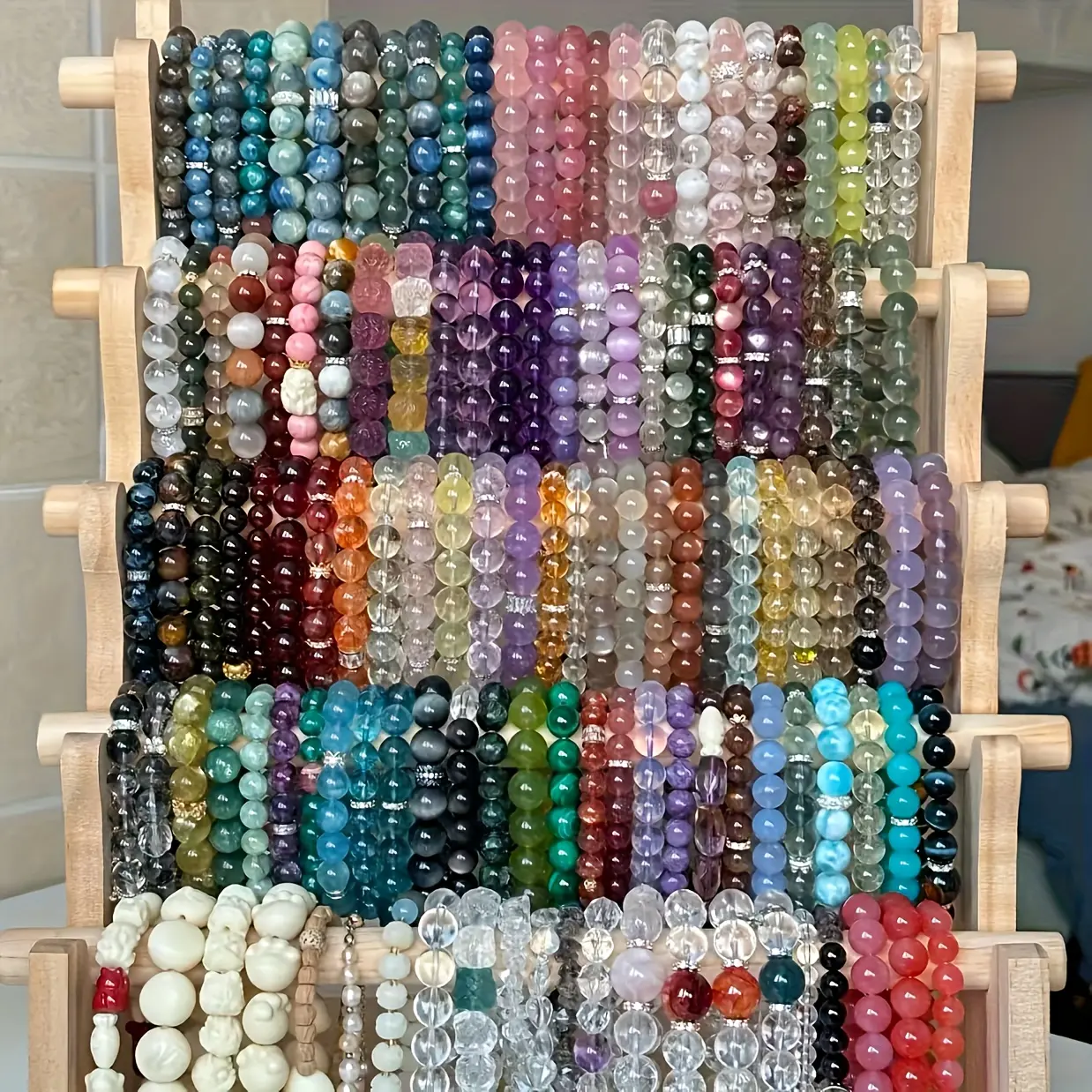 Women's 35pcs Ethnic Handmade Multicolored Crack Bead Set - Bracelets for Women, Charm Bracelet, Layering Arm Candy Accessories, Boho Party Gift, Year-Round Collectibles