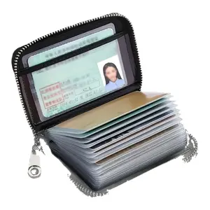 Ultra-Thin RFID Shielded Artificial Leather Wallet 20 Card Slots 2 ID Slots High Capacity Zipper Closure Stylish Design Perfect Gift for Holidays Daily Use Minimalist Durable PU Material Exquisite Cardholder