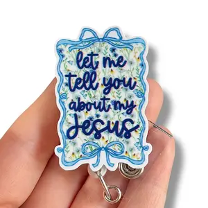 Glitter My Badge Let me tell you about my Jesus  badge reel for nurse and hospital workers. Badge clip Badge pull - Retractable swivel clip with a 360 rotation. Great gift for coworker.