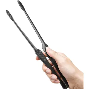 Stainless Steel Kitchen Tongs, Cooking Tongs, 10.6inch Metal Food Tongs with Non-Slip Comfort Grip, Non-Stick Cooking Tongs, Heat-Resistant BBQ Tongs (Black)